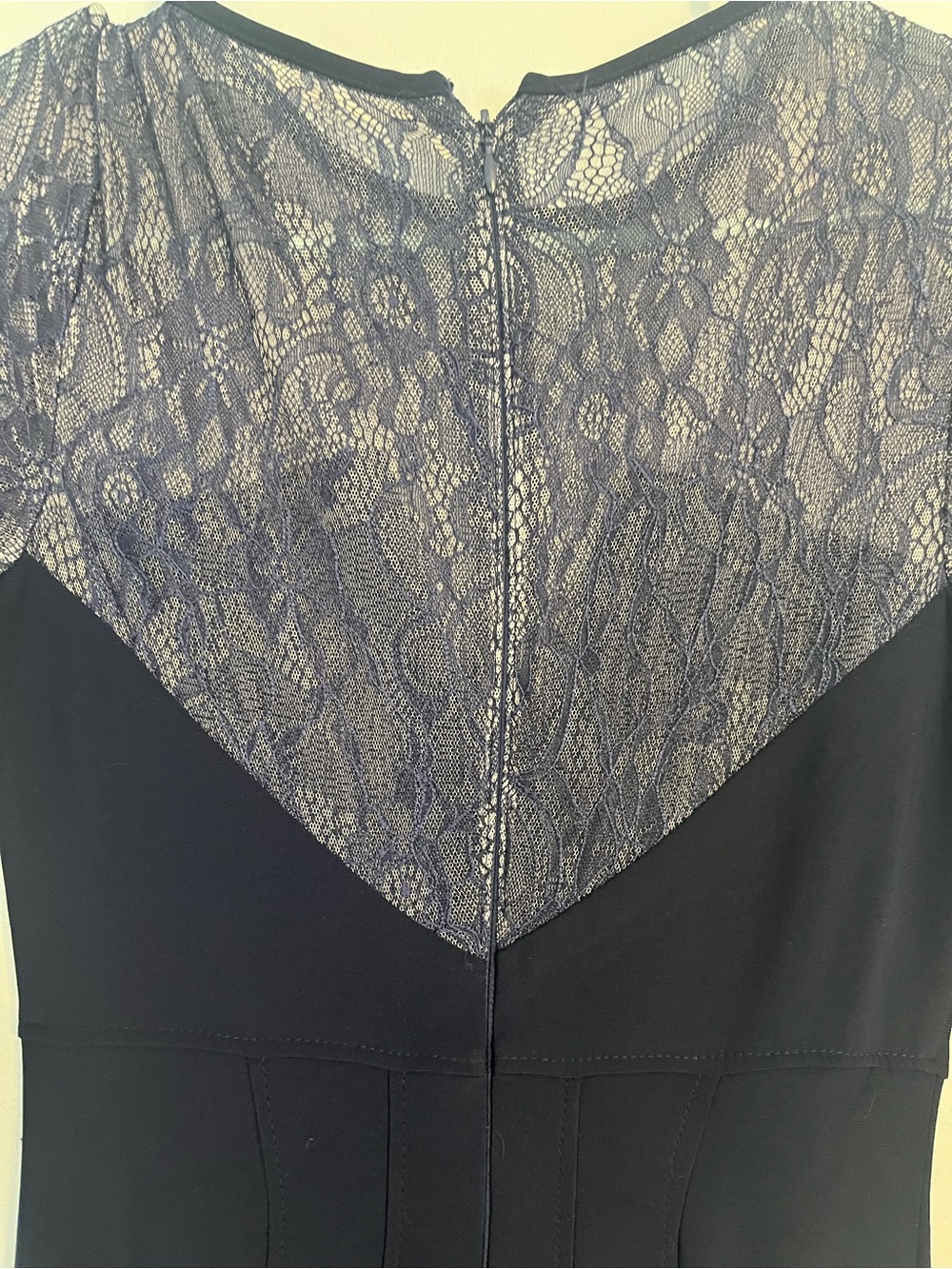 Betsy & Adam Navy Blue Lace Illusion Gown Formal Dress Mother of Bride Groom 4 - Picture 7 of 11
